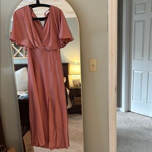 Astr Pink Flutter Sleeve Maxi Dress for Weddings